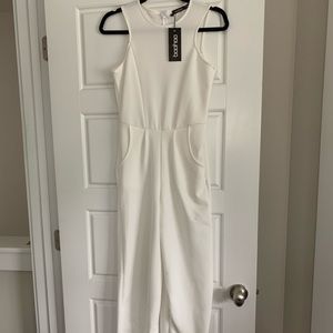 Boohoo white jumpsuit